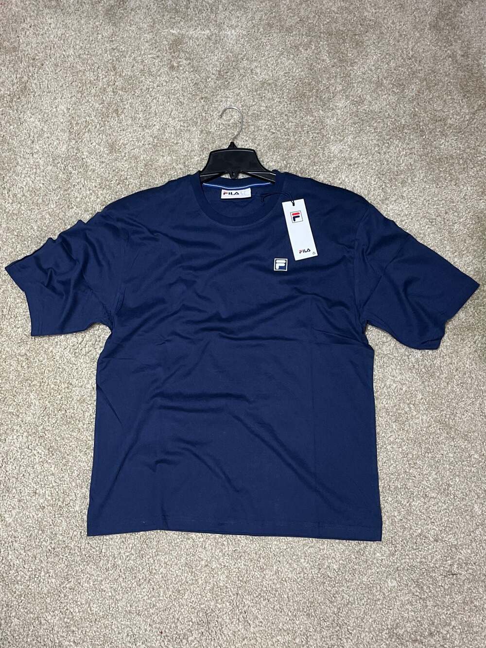 FILA Men's Heritage Classic F-Box Logo Relaxed Fit T-Shirt in Navy
